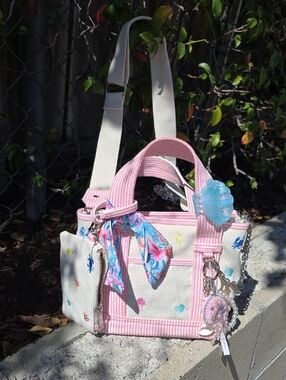Jellyfish Cream and Pink Mini Canvas Tote